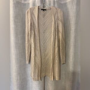 Chic Beige Open-Front Open Weave Cardigan